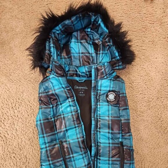 AEROPOSTALE Ladies Womens Plaid Puffer Vest jacket coat Size Medium M - Picture 1 of 1